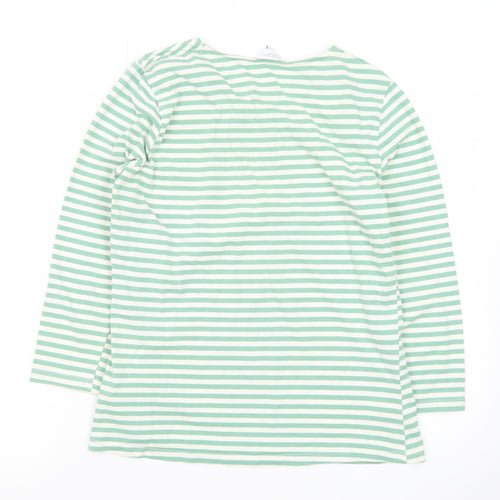 Principles Petite Women's Green Striped 3/4 Sleeve Cotton T-Shirt Size 12