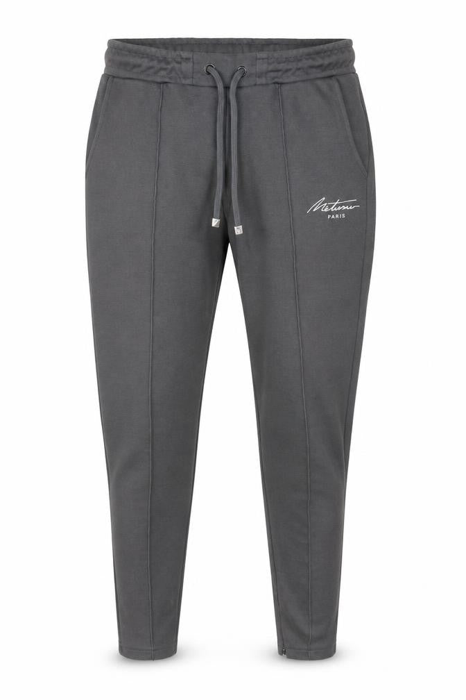 Front view of Métissier Paris Men Grey Slim Fit Jogger Trousers, size S