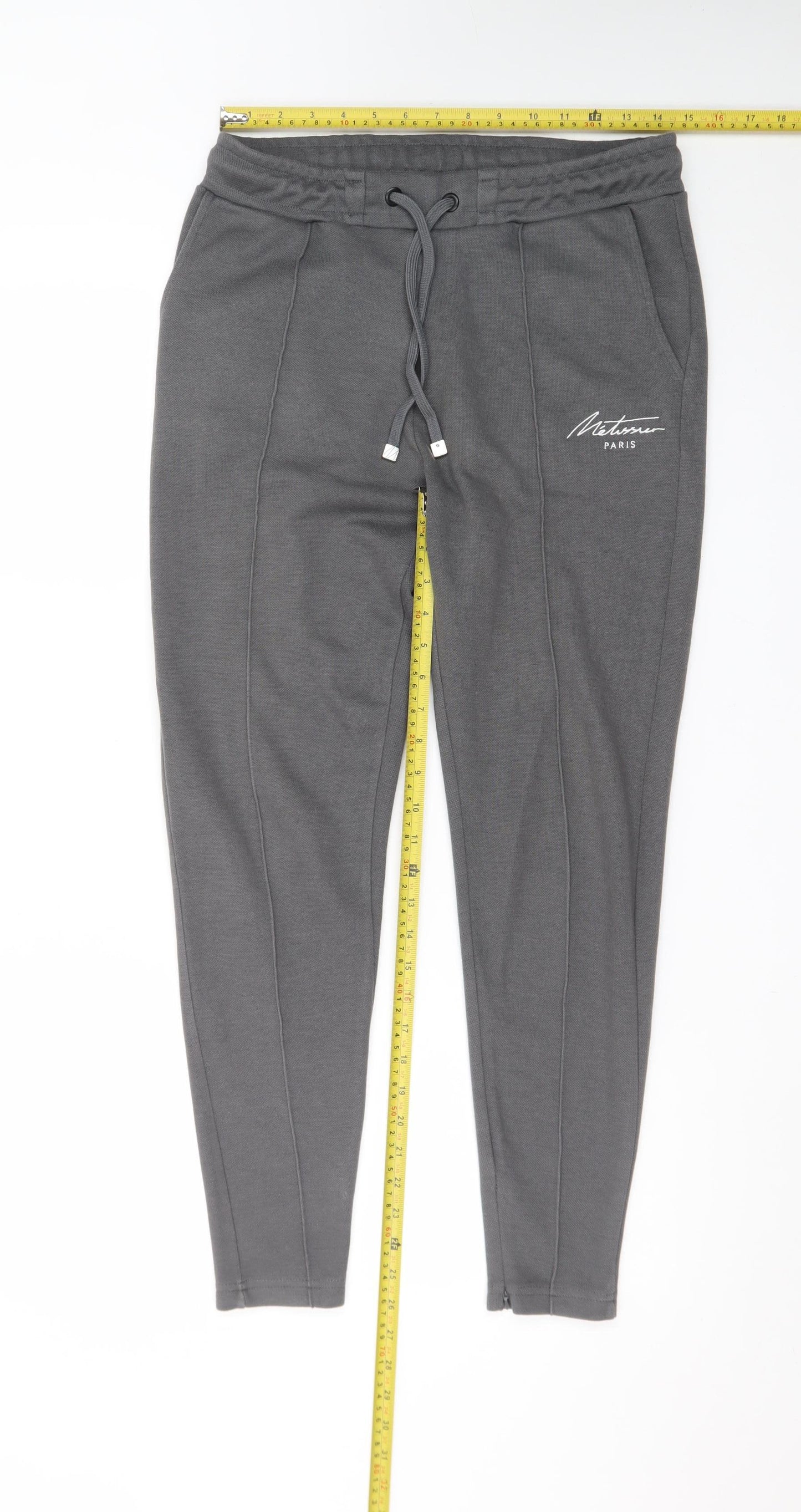Métissier Paris Men Grey Slim Fit Jogger Trousers Size S