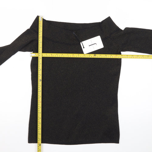 Jasper Conran Women Black Metallic Knit Long Sleeve Pullover Jumper Size 14