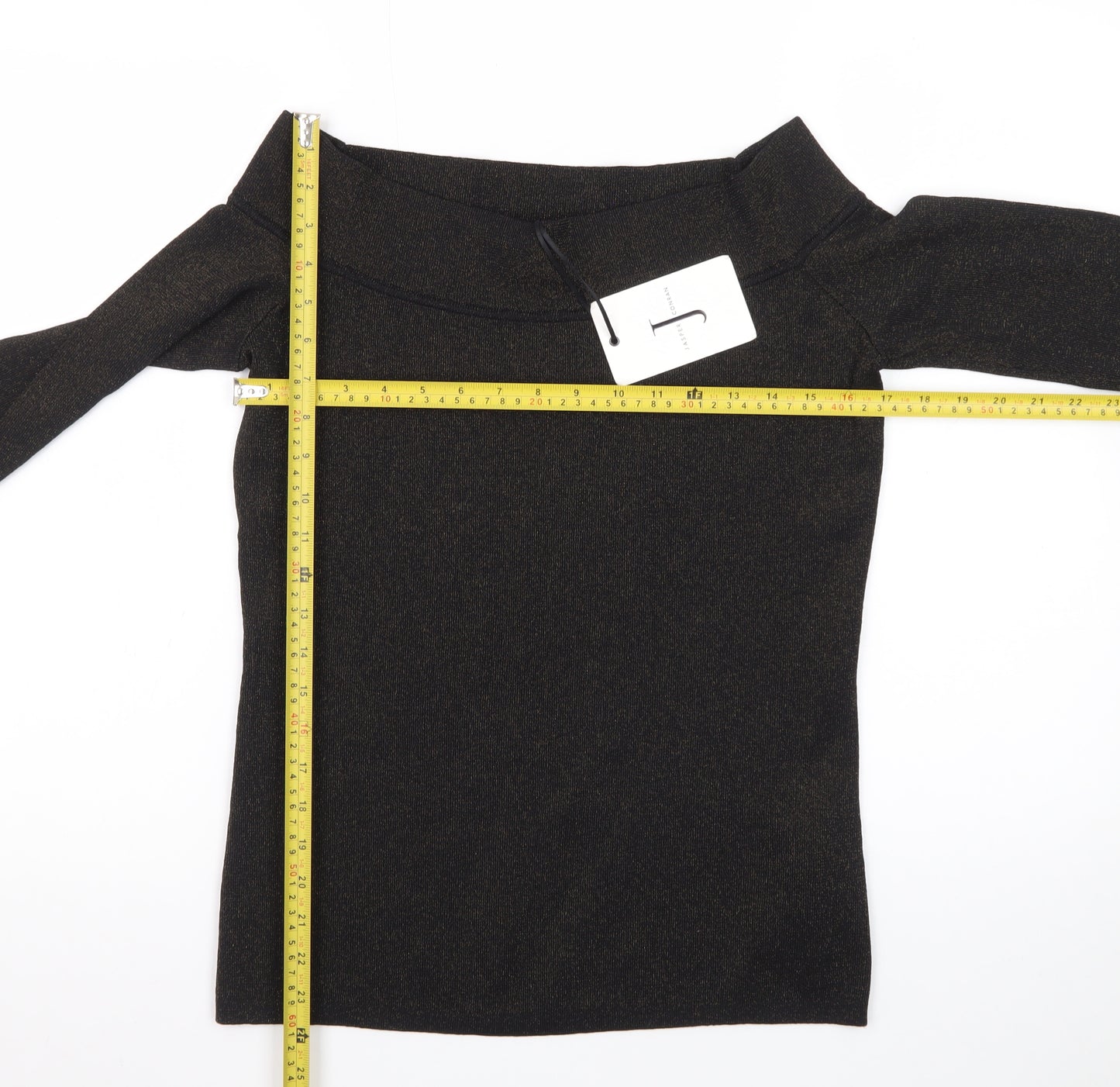 Jasper Conran Women Black Metallic Knit Long Sleeve Pullover Jumper Size 14