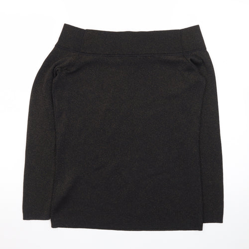 Jasper Conran Women Black Metallic Knit Long Sleeve Pullover Jumper Size 14