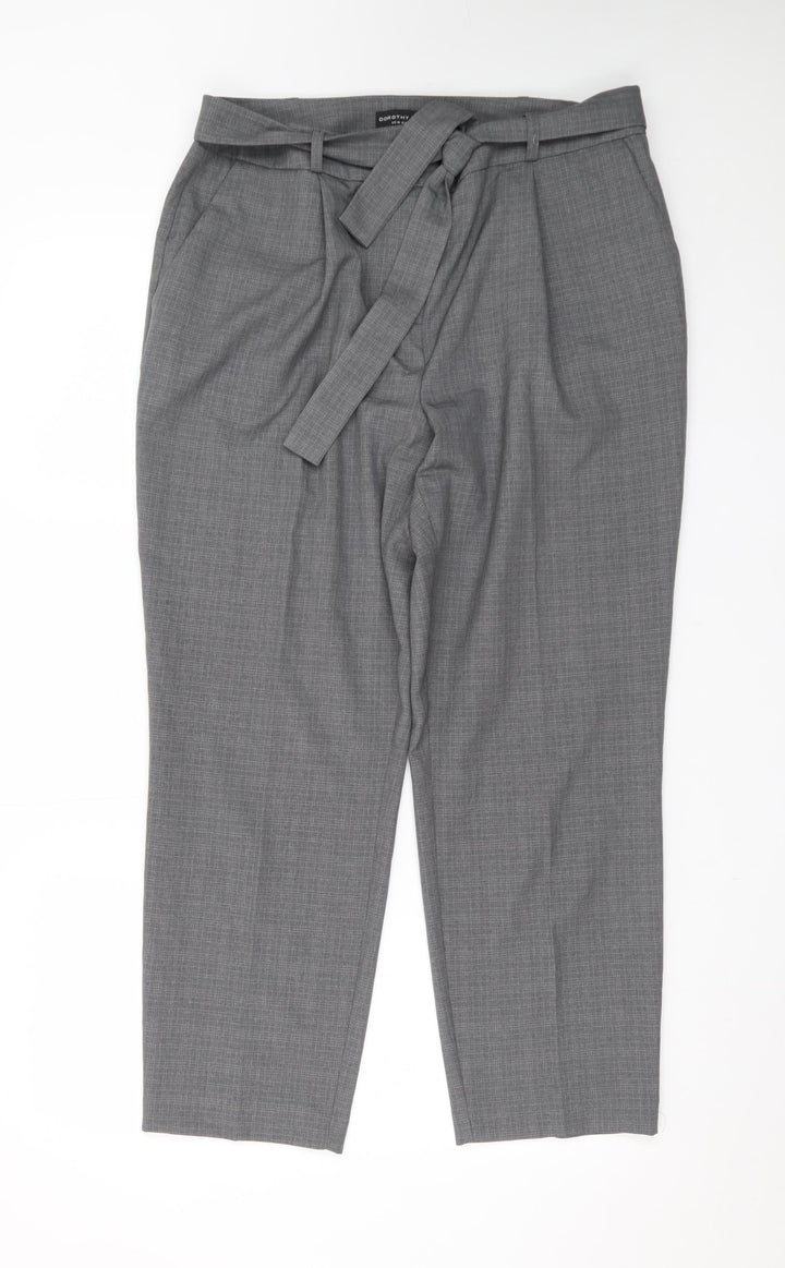 Dorothy Perkins Women’s Grey Paperbag Tapered Trousers UK 14