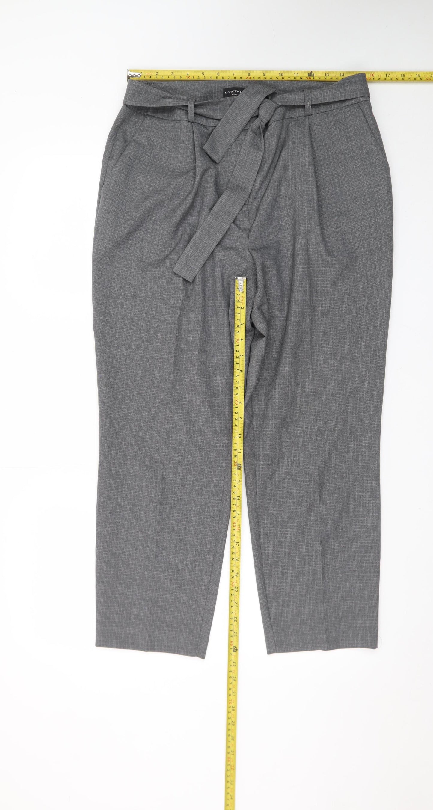 Dorothy Perkins Women’s Grey Paperbag Tapered Trousers UK 14