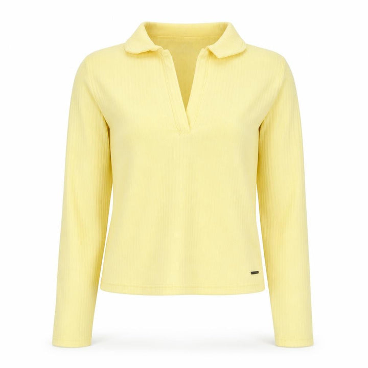Hollister Womens Yellow Collared Henley Knit Jumper Size L