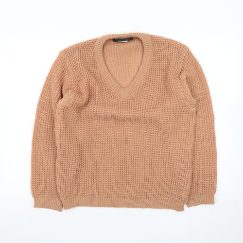 Peter Werth Men's Beige Wool Chunky V-Neck Jumper Size M