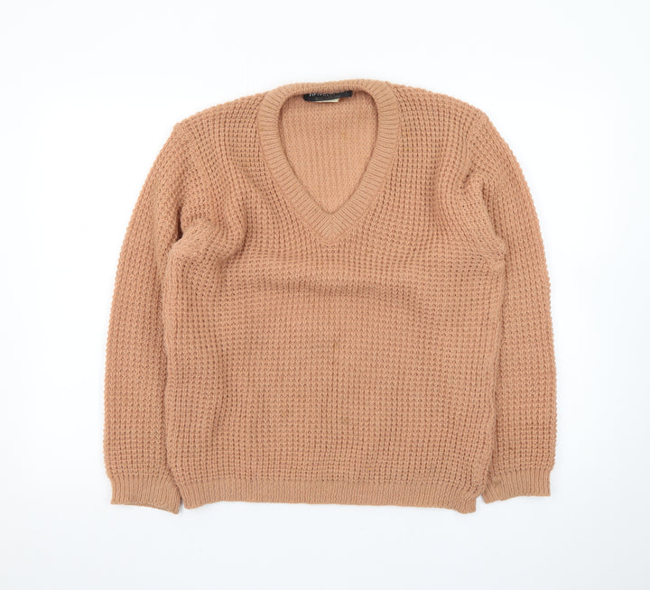 Peter Werth Men's Beige Wool Chunky V-Neck Jumper Size M