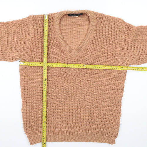 Peter Werth Men's Beige Wool Chunky V-Neck Jumper Size M