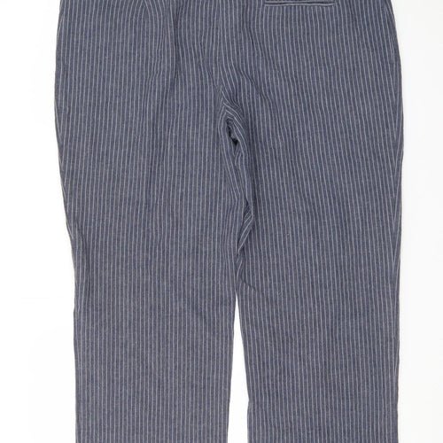 Marks and Spencer Women’s Blue Striped Cropped Linen Trousers UK 20