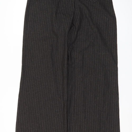 River Island Women Brown Pinstripe Wide-Leg Trousers Size 12