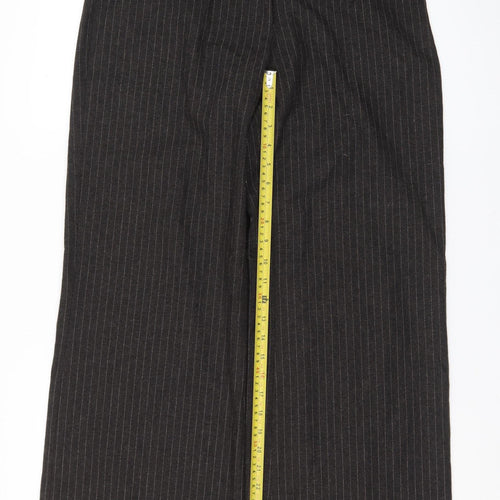 River Island Women Brown Pinstripe Wide-Leg Trousers Size 12