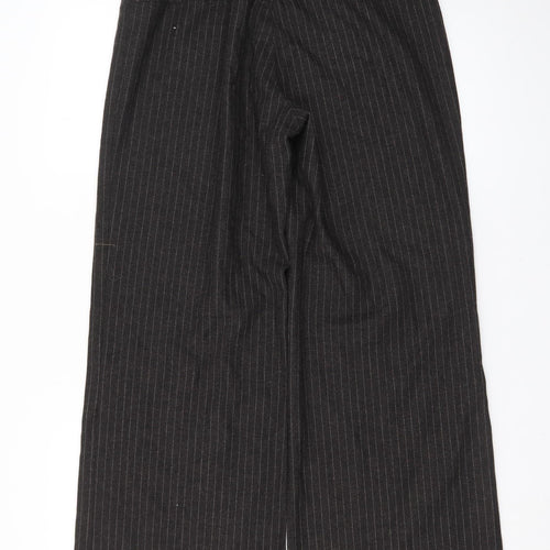 River Island Women Brown Pinstripe Wide-Leg Trousers Size 12
