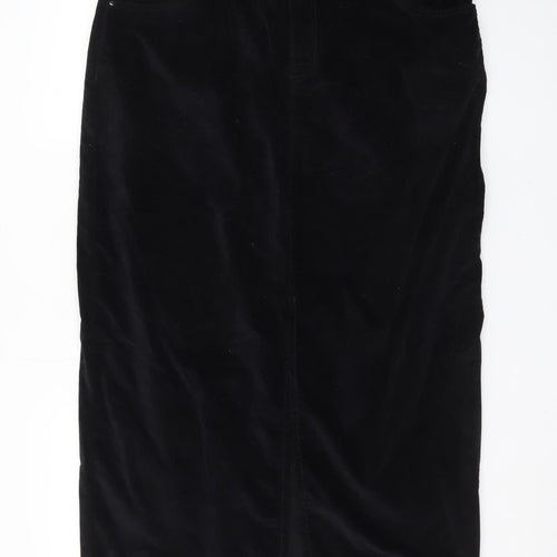 Sosandar Women's Black Velvet Midi Pencil Skirt Size 18
