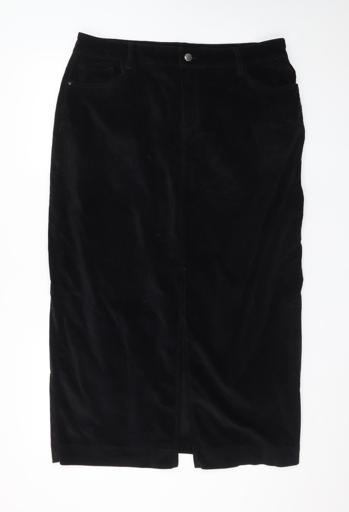 Sosandar Women's Black Velvet Midi Pencil Skirt Size 18