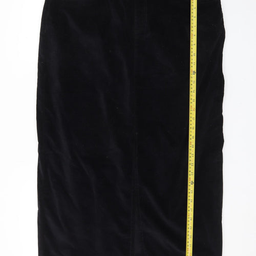Sosandar Women's Black Velvet Midi Pencil Skirt Size 18