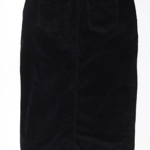 Sosandar Women's Black Velvet Midi Pencil Skirt Size 18