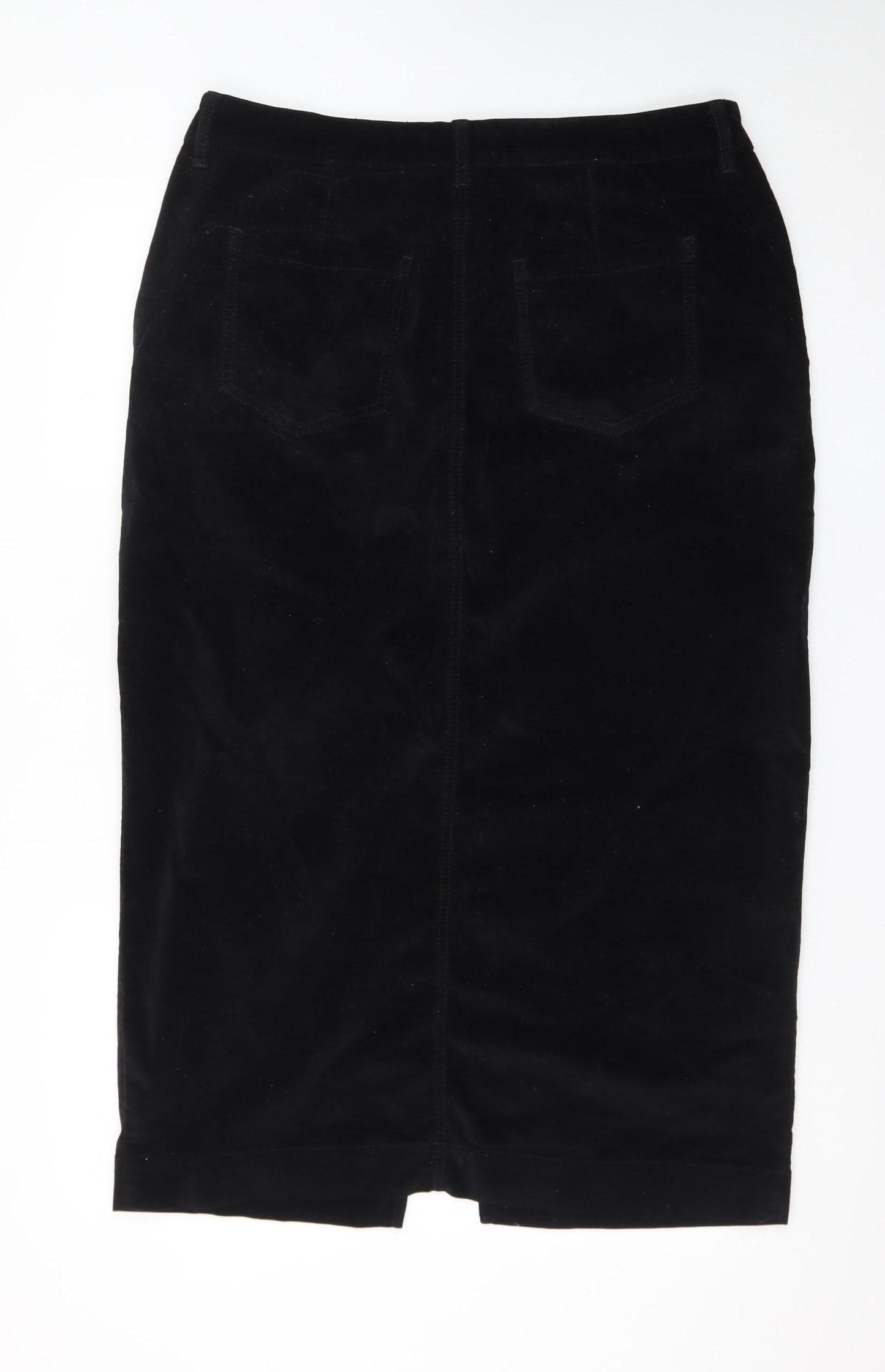 Sosandar Women's Black Velvet Midi Pencil Skirt Size 18