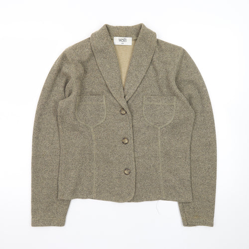 Wallis Womens Beige Knit Collared Button Cardigan Size 10