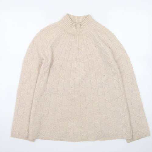 Paul Costelloe Women Beige Merino Wool Mock Neck Jumper Size 10