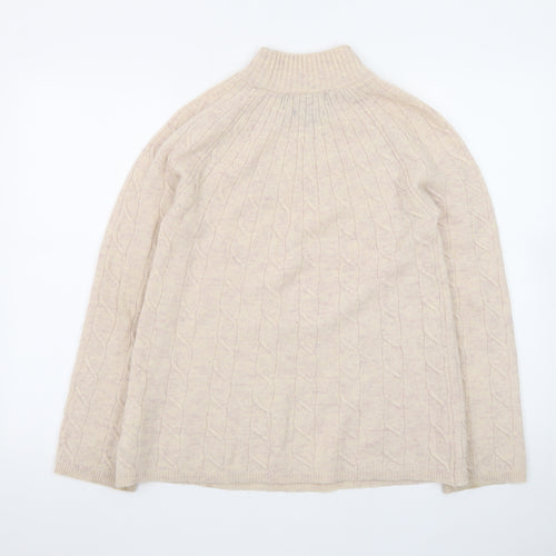 Paul Costelloe Women Beige Merino Wool Mock Neck Jumper Size 10