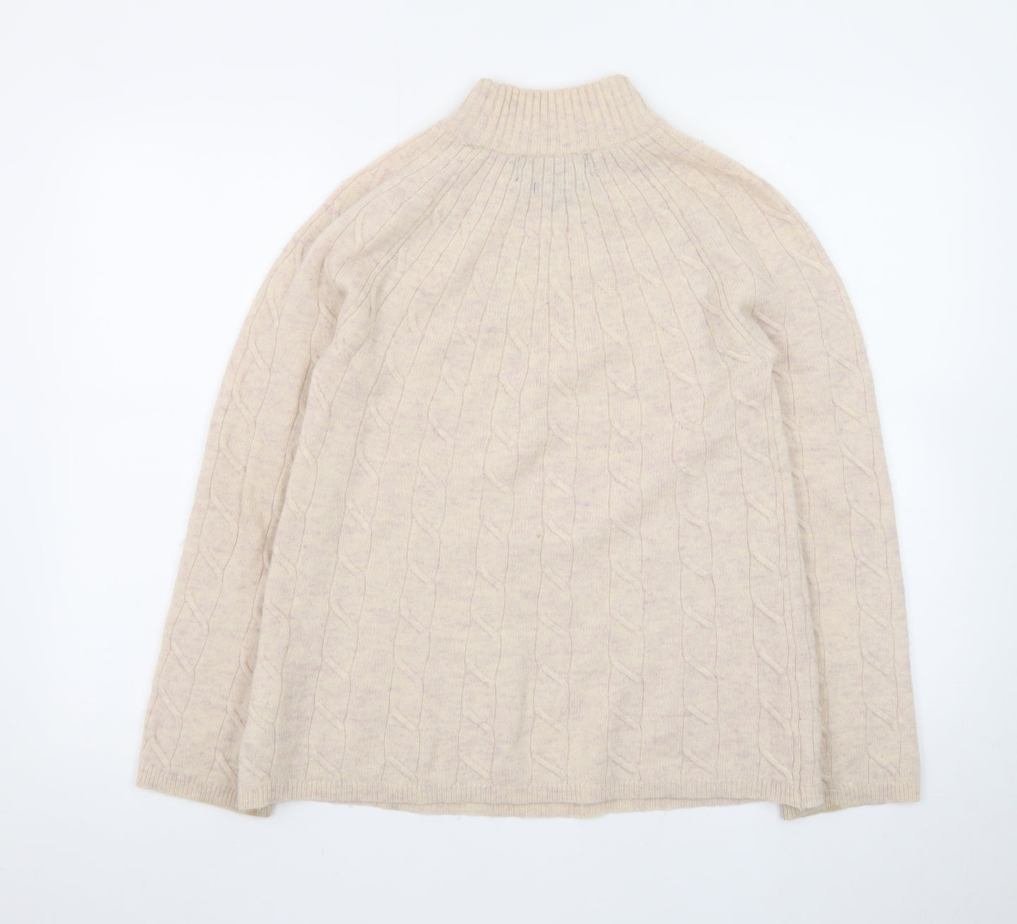 Paul Costelloe Women Beige Merino Wool Mock Neck Jumper Size 10