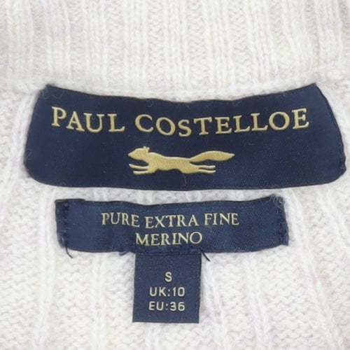 Paul Costelloe Women Beige Merino Wool Mock Neck Jumper Size 10