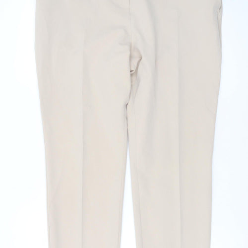 Dunnes Stores Women’s Beige Straight Leg Trousers Size 14 Polyester Blend