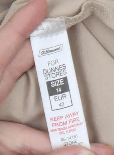 Dunnes Stores Women’s Beige Straight Leg Trousers Size 14 Polyester Blend