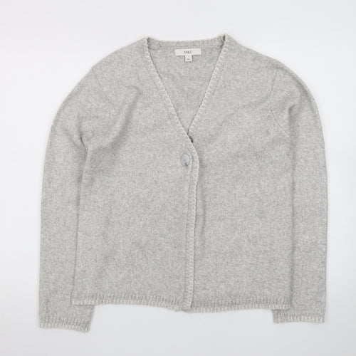Marks and Spencer Women's Grey Wool Blend V-Neck Cardigan S
