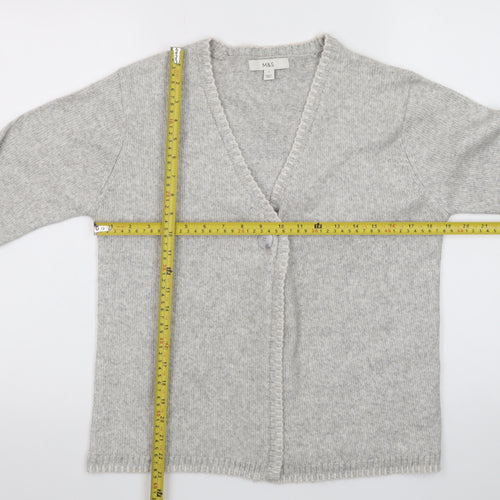 Marks and Spencer Women's Grey Wool Blend V-Neck Cardigan S