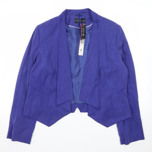 Marks & Spencer Women Blue Cropped Open Front Blazer UK 16