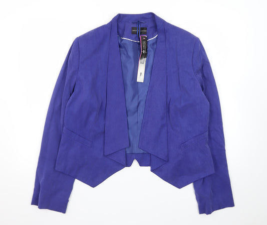 Marks & Spencer Women Blue Cropped Open Front Blazer UK 16