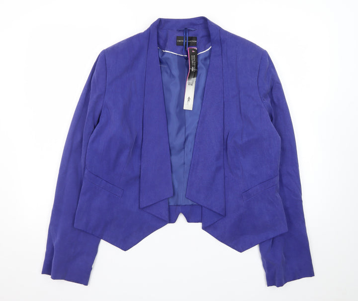 Marks & Spencer Women Blue Cropped Open Front Blazer UK 16