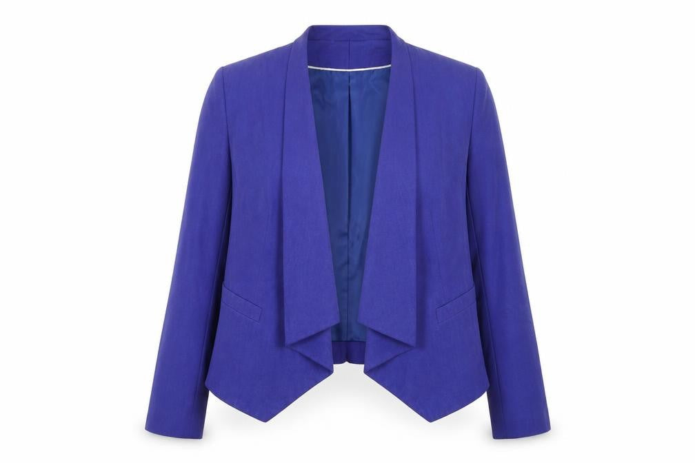Marks & Spencer Women Blue Cropped Open Front Blazer UK 16