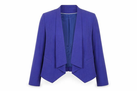 Marks & Spencer Women Blue Cropped Open Front Blazer UK 16