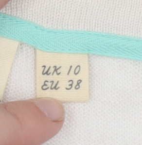 White Stuff Women’s Beige Linen V-Neck Short Sleeve Pullover Jumper UK 10