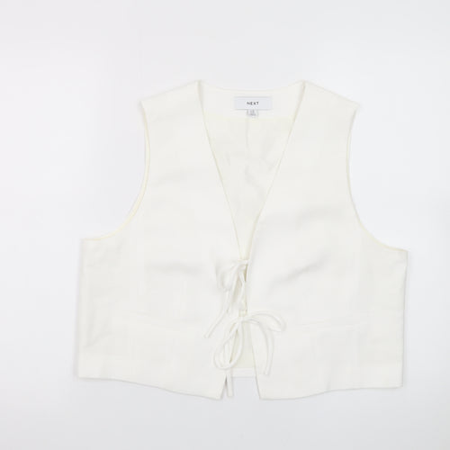 Next Women’s Ivory Cropped Tie Front Sleeveless Blouse UK 14