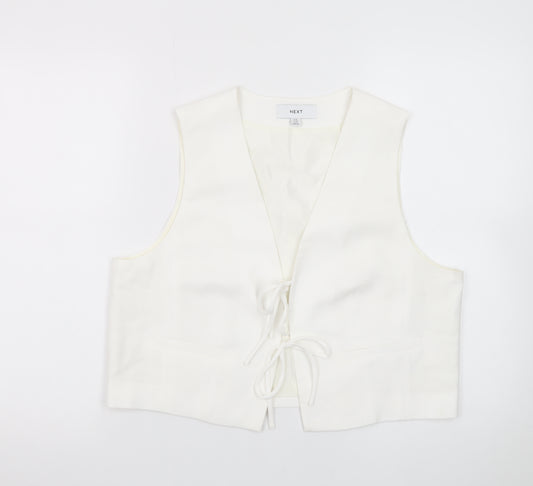 Next Women’s Ivory Cropped Tie Front Sleeveless Blouse UK 14