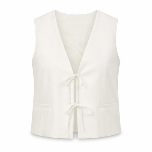 Next Women’s Ivory Cropped Tie Front Sleeveless Blouse UK 14