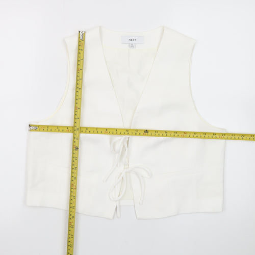 Next Women’s Ivory Cropped Tie Front Sleeveless Blouse UK 14