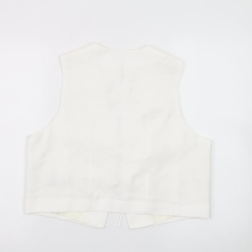 Next Women’s Ivory Cropped Tie Front Sleeveless Blouse UK 14