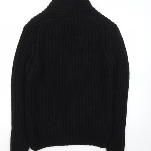 Zara Man Black Wool Blend Chunky Knit Toggle Cardigan M