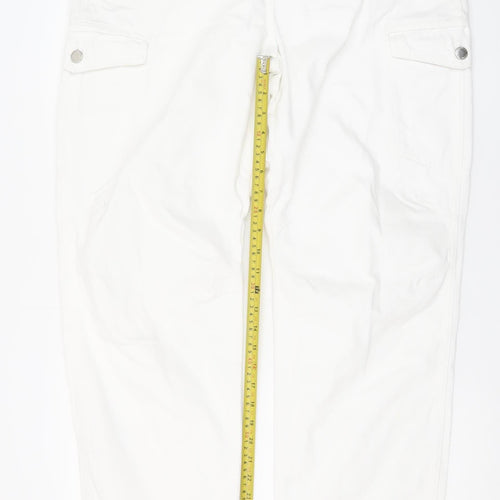 Topshop Women White Cargo Jeans Size 14 Cotton Regular Fit