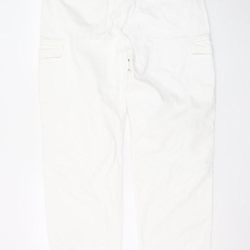 Topshop Women White Cargo Jeans Size 14 Cotton Regular Fit