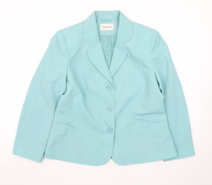 Eastex Women’s Blue Single-Breasted Suit Jacket UK 14 Polyester