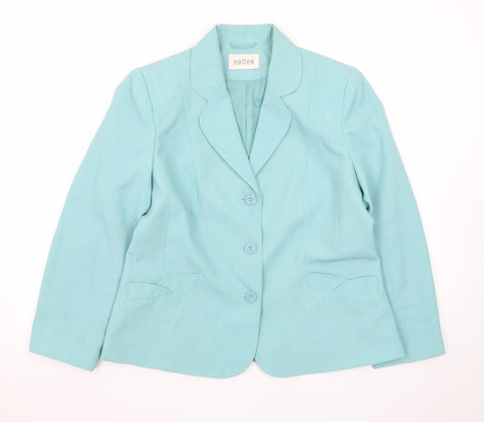 Eastex Women’s Blue Single-Breasted Suit Jacket UK 14 Polyester