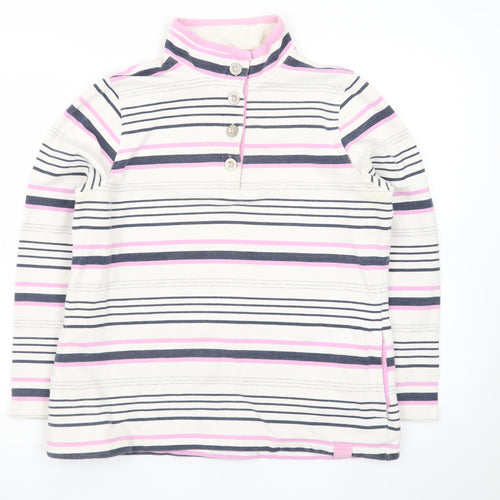 DASH Womens Pink Striped Henley Sweatshirt Size 14 Cotton Blend