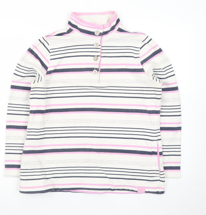DASH Womens Pink Striped Henley Sweatshirt Size 14 Cotton Blend
