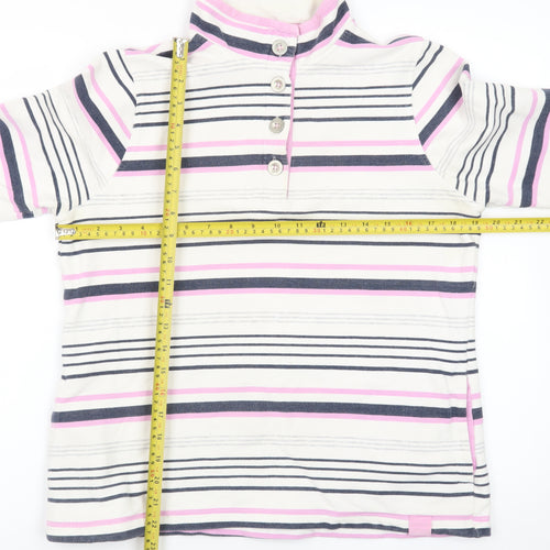 DASH Womens Pink Striped Henley Sweatshirt Size 14 Cotton Blend