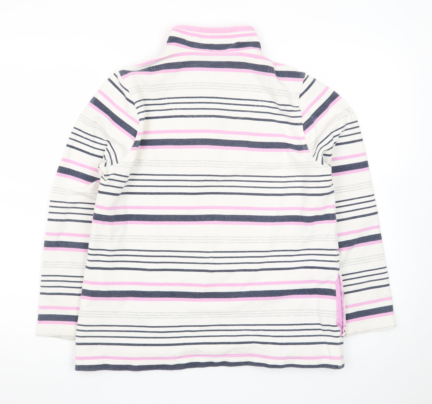 DASH Womens Pink Striped Henley Sweatshirt Size 14 Cotton Blend